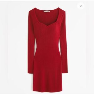 NWT Abercrombie Red Long Sleeve Ribbed Knit Dress Size S